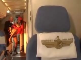 Napalone stewardessa przejazdy za johnson wewnątrz zarówno dziury