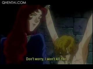Hentai nepříjemný mladý dáma torturing a blondýnka dospělý video otrok v chains