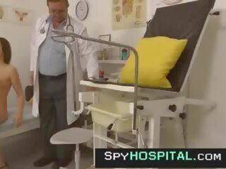 Pretty eighteen checked by old gyno medical practitioner hidden cam
